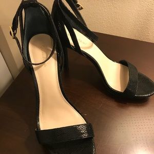 Calvin Klein ankle strap heels with a platform